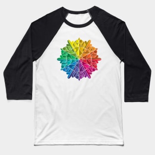 Rainbow Color Wheel Prism Mandala Snowflake Baseball T-Shirt